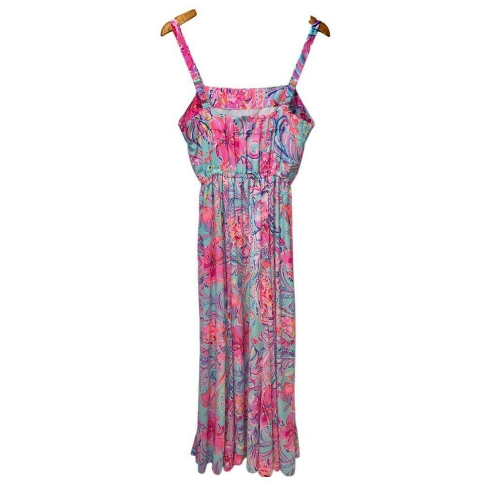 Lilly Pulitzer Lizette Poly Chiffon Maxi Dress Medium Isla De Coco Summer Staple - Picture 3 of 7